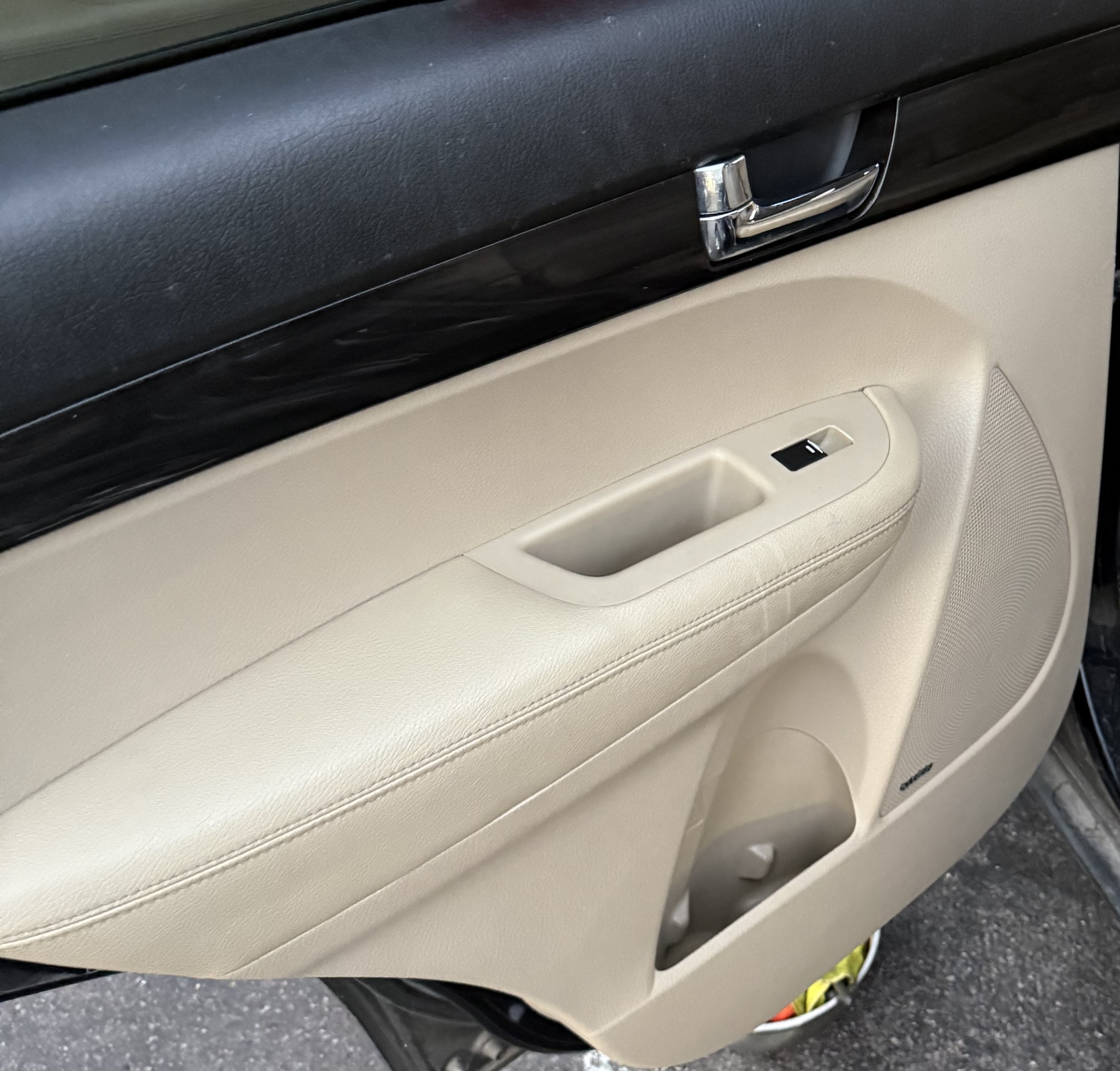Cleaned door panel after detailing
